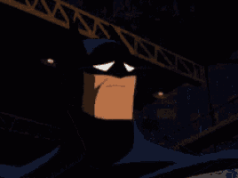 a close up of a cartoon character 's face with a crane in the background