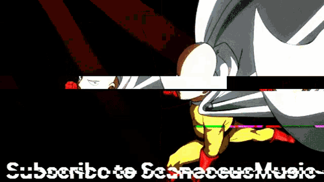 a cartoon of a bald man with the words subscribe to seaneecus music