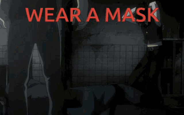 a poster that says wear a mask with a picture of a girl