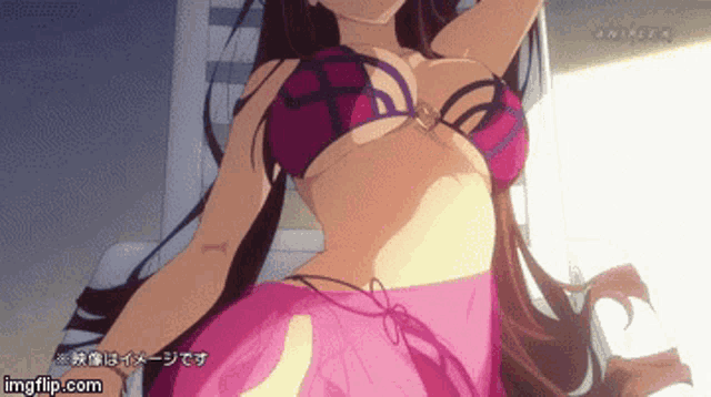 a girl in a bikini is laying on a chair with imgflip.com written on the bottom