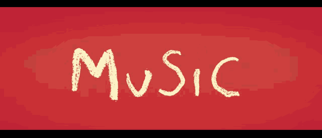 a red background with the word music written on it
