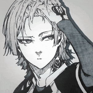a black and white drawing of a girl with a tattoo on her wrist