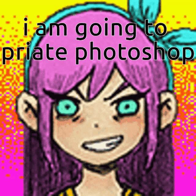 a drawing of a girl with the words i am going to priate photoshop