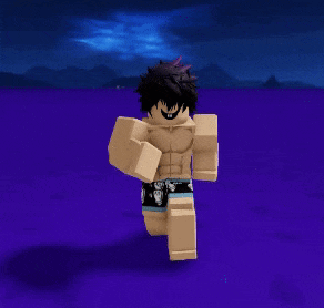 a cartoon character is running on a purple field