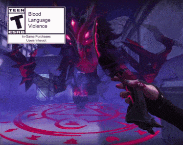 a screenshot of a video game that has a warning for blood language violence