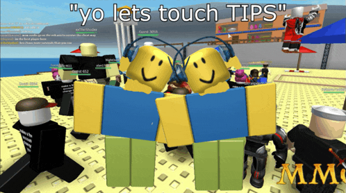 a screenshot of a video game with a caption that says " yo lets touch tips "