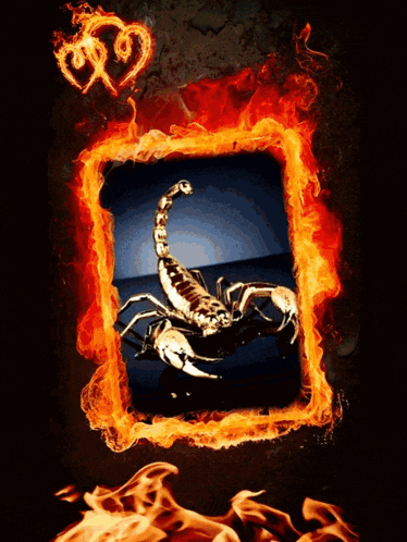 a picture of a scorpion surrounded by flames