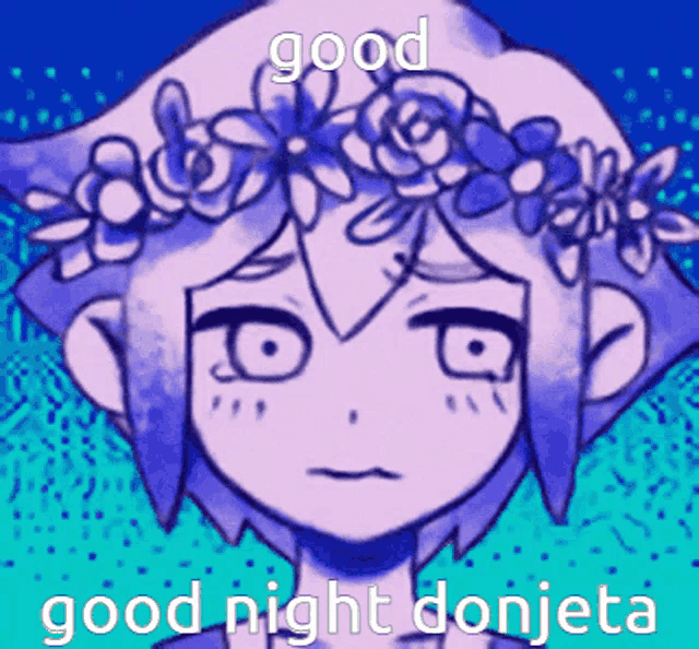 a picture of a girl with a flower crown on her head with the caption good night donjeta