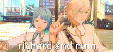 a couple of anime characters are standing next to each other and giving a thumbs up .