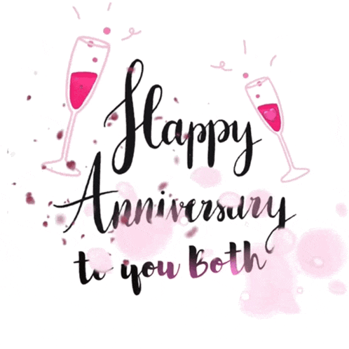 a happy anniversary to you both greeting card with wine glasses