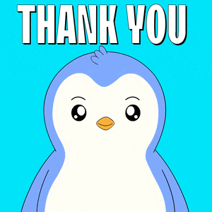 a thank you card with a penguin on it