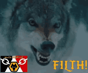 a picture of a wolf with the word filth written on it