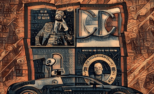 a drawing of a car with the letters cc in the middle