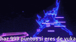 a purple and blue image with the words haz 999 puntos si eres de yuka at the bottom