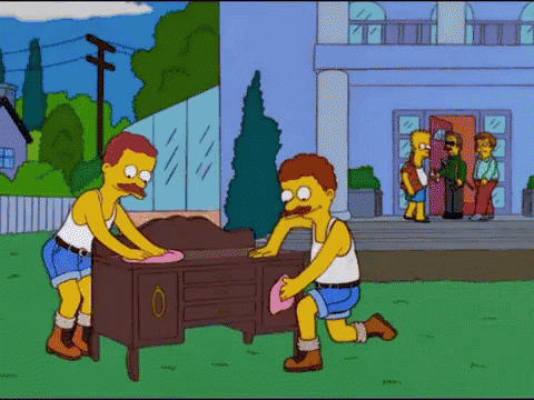 Rod And Todd Cleaning GIF - Rod And Todd Cleaning The Simpsons GIFs