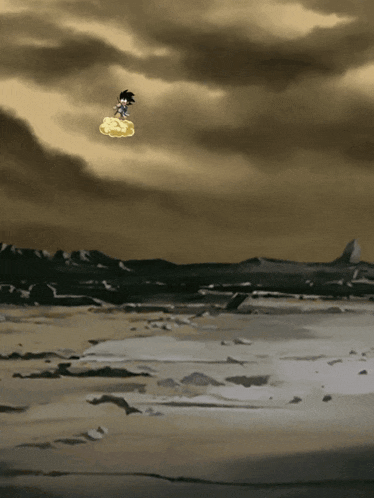 a cartoon character is flying through the air while sitting on a cloud