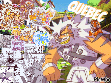 a picture of a cartoon character with the word quebec on the bottom