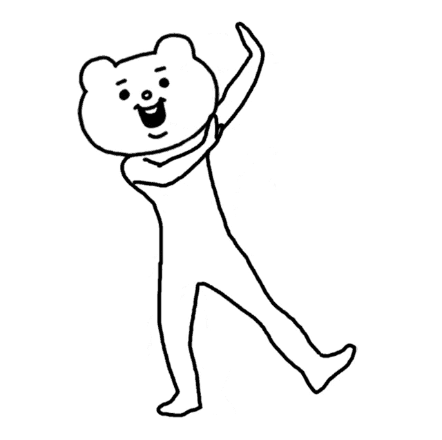 a black and white drawing of a teddy bear with arms outstretched