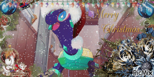 a picture of a turtle wearing a santa hat with merry christmas written on it
