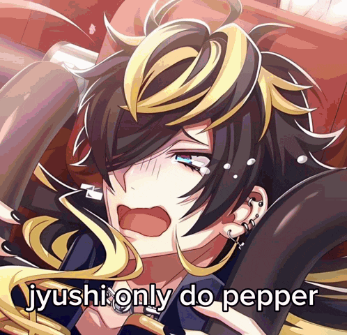 a cartoon of a boy with the words jyushi only do pepper