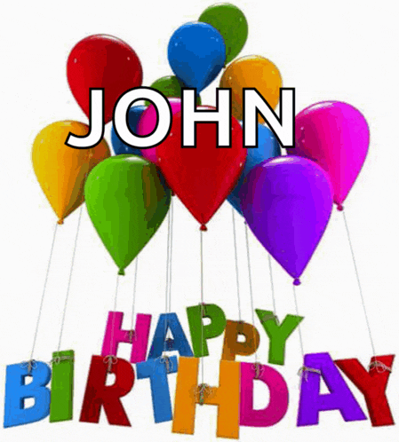 a bunch of balloons with the name john on them
