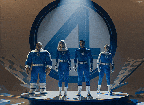 a group of fantastic four standing on a stage in front of a kepler logo
