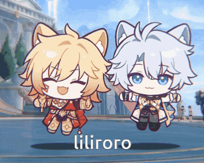 a couple of anime characters with the word liliroro on the bottom right