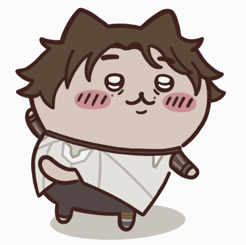 a cartoon drawing of a person with a cat 's face