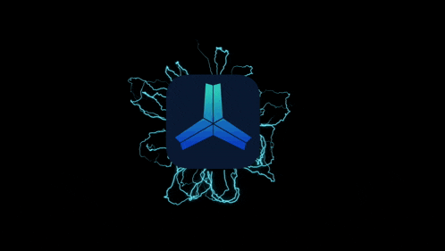 a blue lightning bolt is coming out of a square