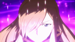 a close up of a person 's face with purple background