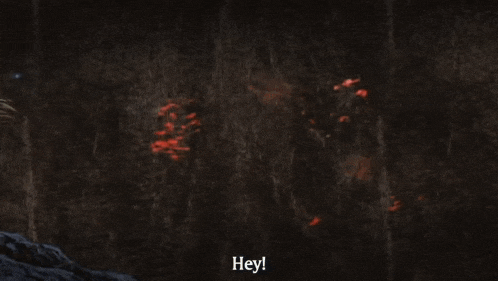 a cartoon character says hey in front of a firework