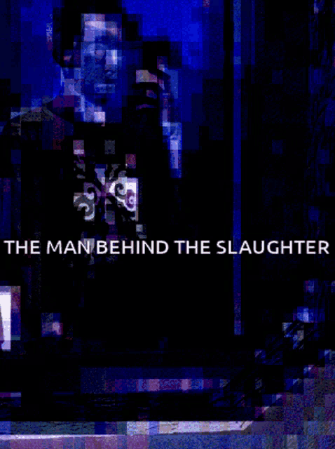 a poster for the movie the man behind the slaughter features a man taking a selfie
