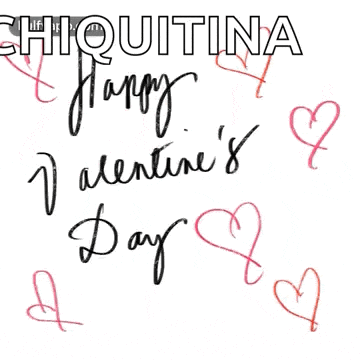 a sign that says chiquita happy valentine 's day with hearts