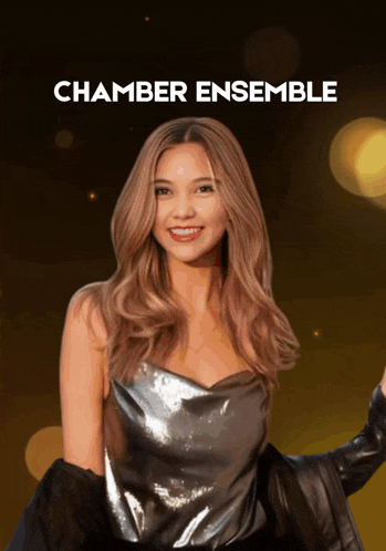 a picture of a woman with the words chamber ensemble behind her