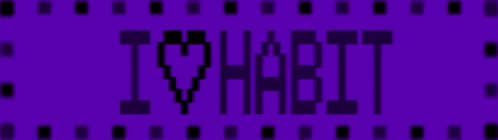 a purple background with the words i love habit written in black