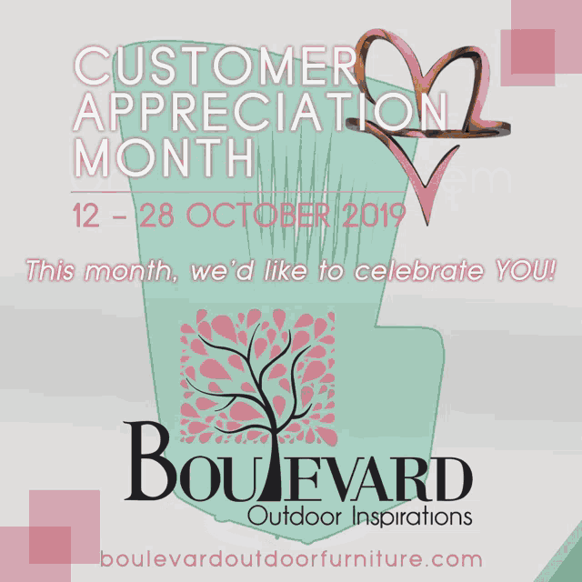 a poster for boulevard outdoor inspirations shows two chairs