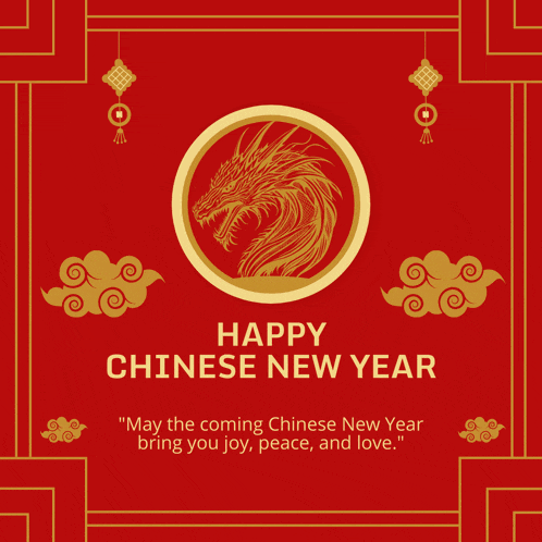 a red and gold chinese new year greeting card