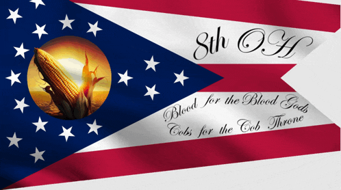 an american flag with corn on the cob and the words " blood for the blood gods "