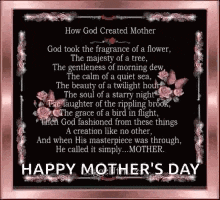 a happy mother 's day card with a poem