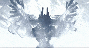 a silhouette of a person with wings and a crown