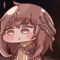 a cartoon of a girl with long hair and a scarf around her neck is looking at the camera .