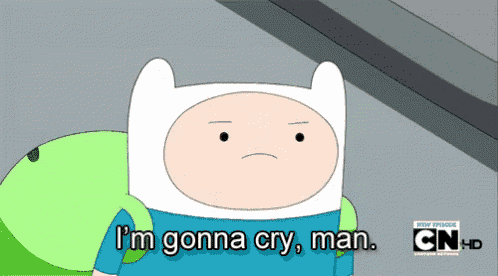 a cartoon character says " i 'm gonna cry man " in front of a cn hd logo