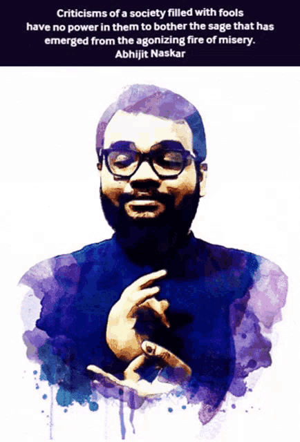 a painting of a man with a quote from abhijit naskar