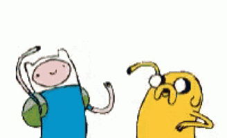finn and jake from adventure time are standing next to each other .