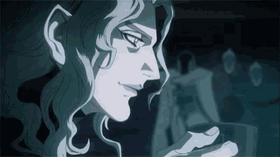 a drawing of a woman with long hair holding a glass in her hand