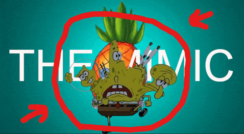 a cartoon of spongebob with a pineapple on his head and the word the mic