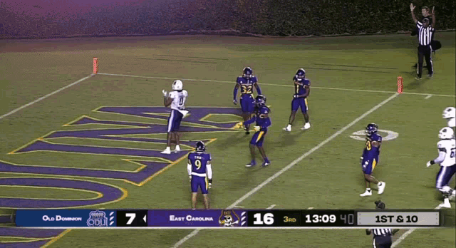 a football game between east carolina and old dominion is in progress