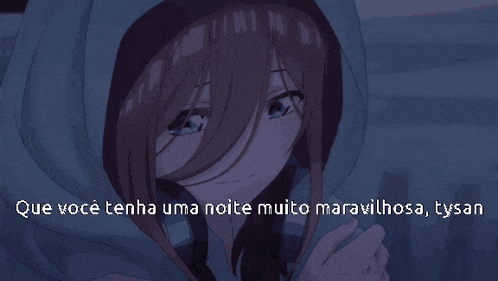 a cartoon of a girl with the words que voce tenha uma noite muito maravilhosa