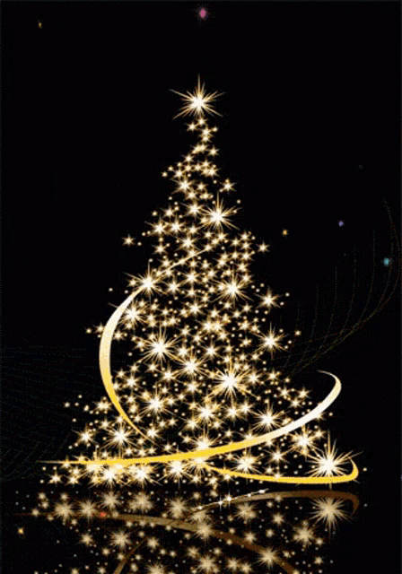 a merry christmas greeting card with a christmas tree and the words merry christmas shine on