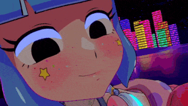 a cartoon girl with a star on her cheek